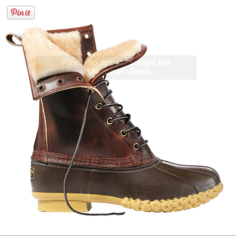 bean boots 10 inch shearling lined size 6W